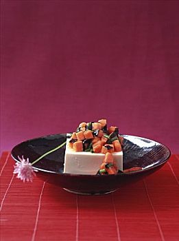豆腐,方形,紫菜干,木瓜,沙拉