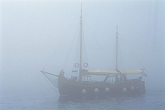 克罗地亚,杜布罗夫尼克,亚德里亚海,港口,薄雾,船