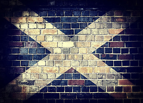 低劣,苏格兰,旗帜,砖墙