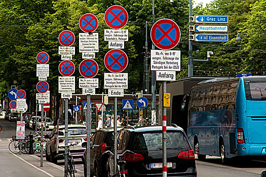 禁止停车,交通标志,街道,维也纳