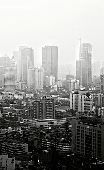 中国雾都重庆建筑黑白摄影