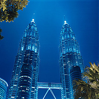 马来西亚,吉隆坡,双子塔,夜晚