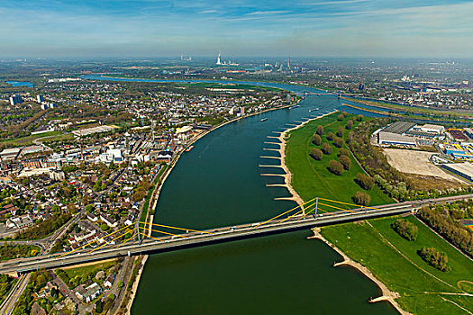 莱茵河,桥,杜伊斯堡,地区,北莱茵威斯特伐利亚,德国,欧洲