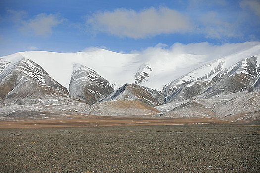 青海,可可西里,库塞湖边的雪山,冰川