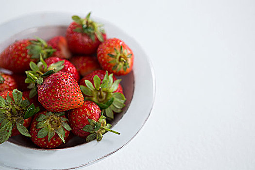 特写,新鲜,草莓,碗,白色背景,背景