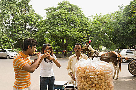 摊贩,印度,餐食,伴侣,街道,加尔各答,西孟加拉