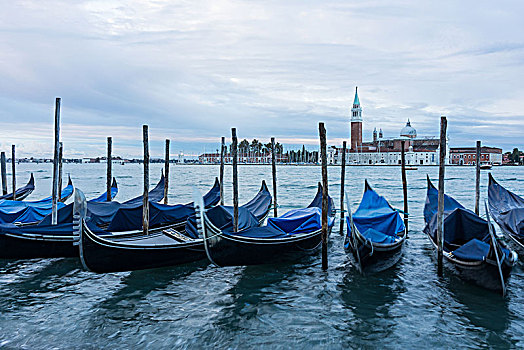 威尼斯,清晨,小船,圣乔治奥,马焦雷湖,背景