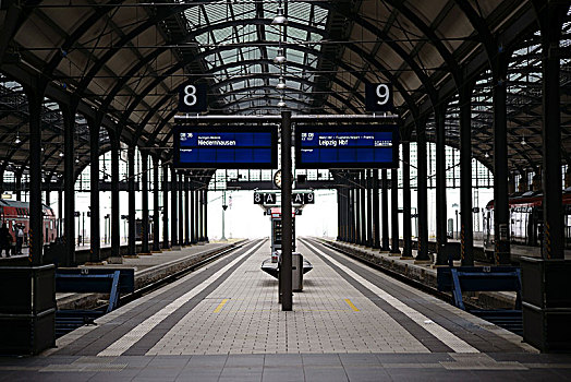 内景,枢纽站,威斯巴登,月台,雾,背景,法兰克福