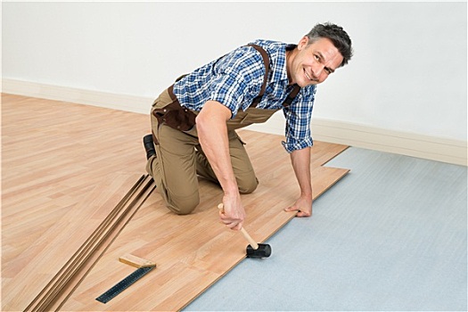 男人,安装,新,木地板