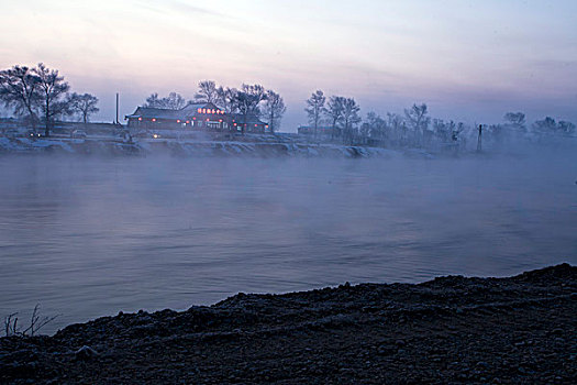 吉林,雾凇岛,松花江,韩屯,冬季,村庄,东北,雾凇,自然,奇观,旅游,观光,童话