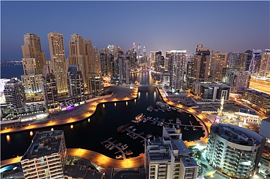 迪拜,码头,光亮,夜晚,阿联酋