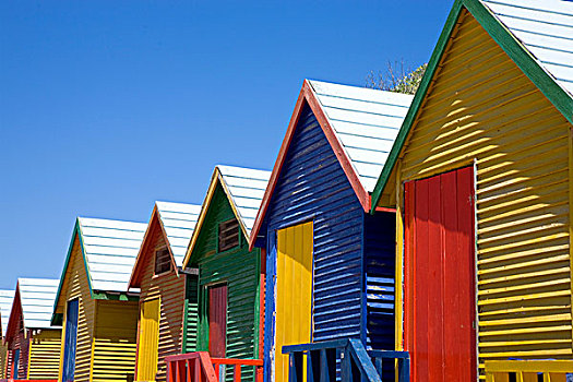 彩色,浴所,海滩,福尔斯湾,开普敦,南非,非洲