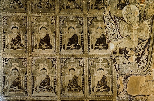 古老,缅甸,壁画,蒲甘寺庙