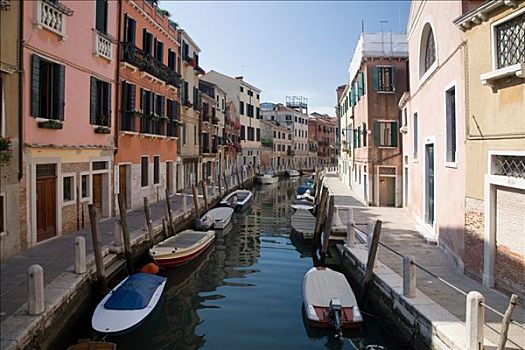 停泊,船,运河,威尼斯