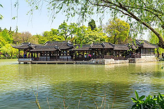 江苏省扬州瘦西湖水景园林景观