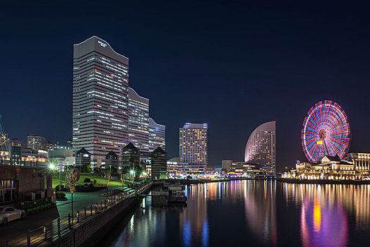 日本横滨城市夜色