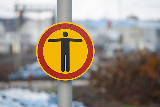 警告标识,月台,禁止,通道,斯图加特,巴登符腾堡,德国,欧洲