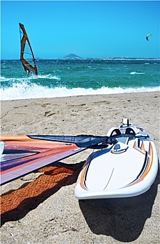 风,冲浪板,躺着,海滩