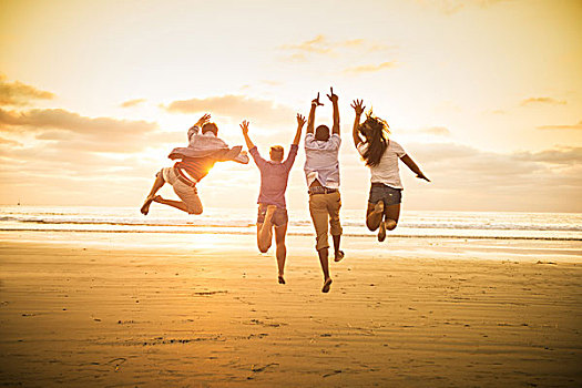 年轻人,跳跃,海滩,圣地亚哥,加利福尼亚,美国