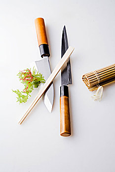日本,刀,筷子,竹子,寿司垫
