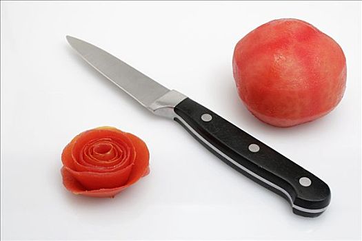 西红柿,去皮,厨刀,玫瑰,皮