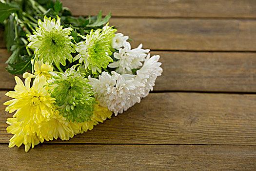 束,黄花,厚木板,特写