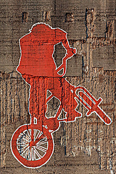 小轮车,骑车,跳跃,涂鸦,街头艺术,杜伊斯堡,北莱茵威斯特伐利亚,德国,欧洲