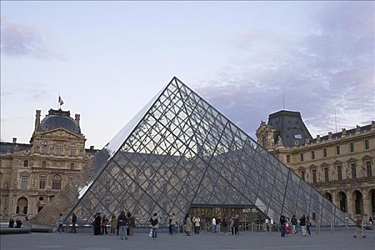 金字塔,正面,美术馆,卢浮宫金字塔,卢浮宫,巴黎,法国