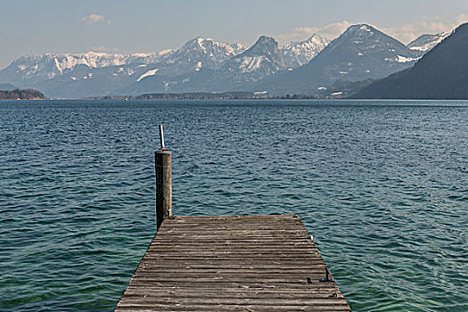 木质,码头,湖,奥地利