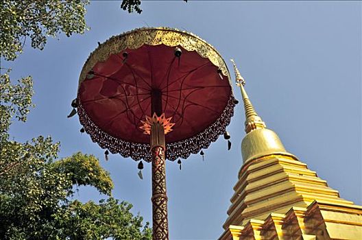 塔,寺院,国王,六月,2007年,清迈,泰国,东南亚,亚洲