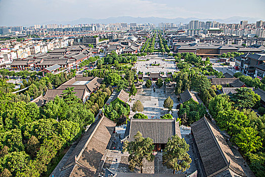 陕西省西安大雁塔,西安大慈恩寺佛塔,上看西安古城四方