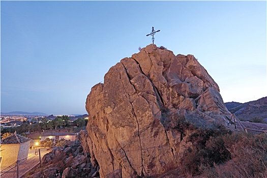 基督教,十字架,上面,石头,省,穆尔西亚,西班牙