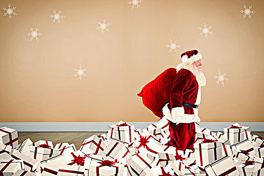 圣诞老人,走,堆,礼物