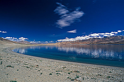 堤岸,湖,印度,喜马拉雅山,查谟-克什米尔邦,北印度,亚洲