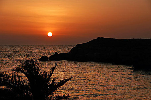 日落,卡帕索斯,爱琴海岛屿,爱琴海,希腊,欧洲