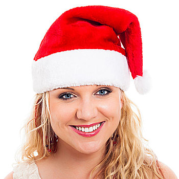 美女,高兴,女人,圣诞节,圣诞帽