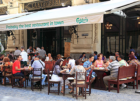 啤酒,餐馆,街道,老,商业区,布加勒斯特,罗马尼亚,欧洲