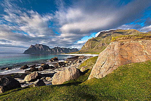 海滩,罗弗敦群岛,诺尔兰郡,挪威,欧洲