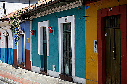 彩色,建筑,历史,中心,坎德拉里亚,波哥大,哥伦比亚,南美
