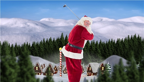 合成效果,图像,圣诞老人,秋千,高尔夫球杆
