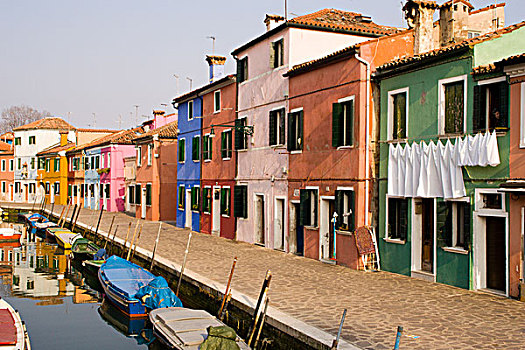 意大利,布拉诺岛,彩色,房子,线条,运河