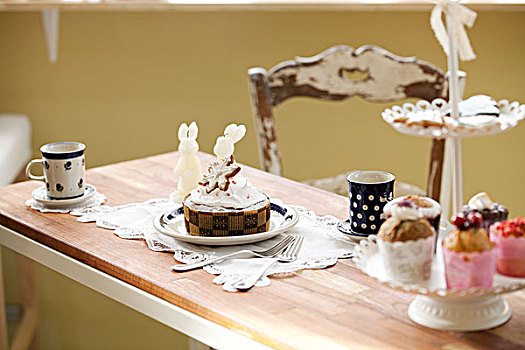 装饰,蛋糕,杯形糕饼,桌上