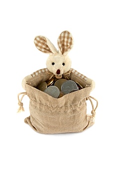 复活节兔子,满,包,硬币
