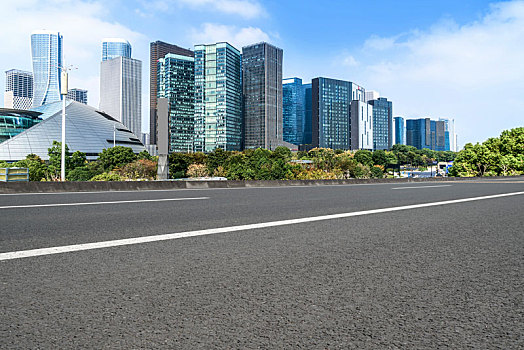沥青路面和建筑背景图