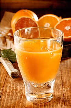 玻璃杯,新鲜,橙色,葡萄柚汁