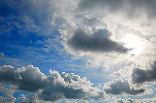 生动,蓝天,灰色,云,背景