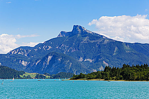月亮湖地区,湖,山,萨尔茨卡莫古特,上奥地利州,奥地利,欧洲
