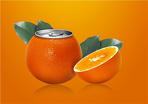 橙色,罐,一半