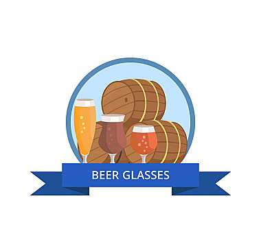 啤酒杯,标识,设计,桶,三个,玻璃杯,酒,饮料,不同,品尝,十月节,隔绝,圆,带