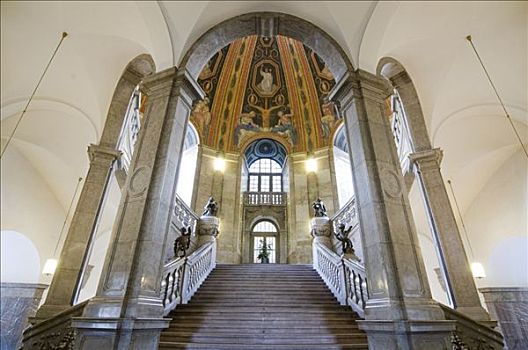 楼梯,市政厅,德累斯顿,萨克森,德国